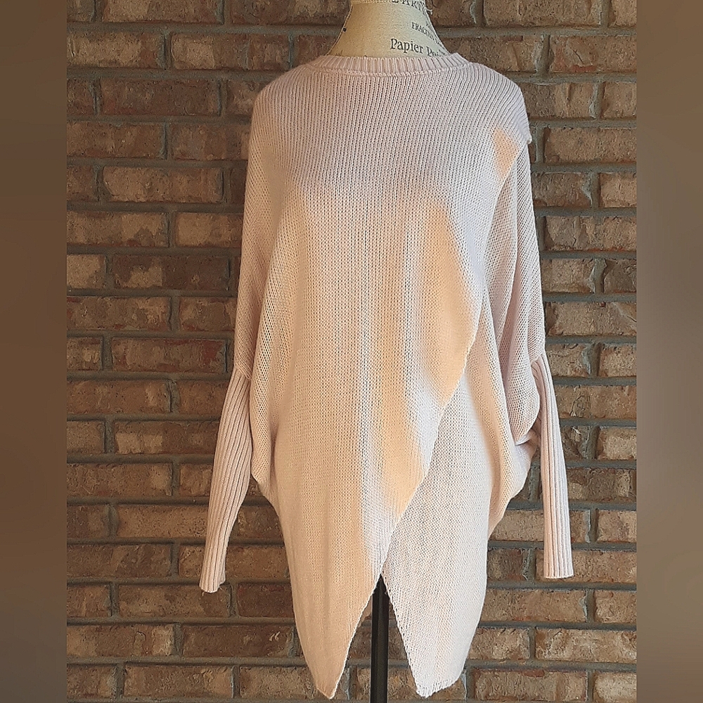 Fobya Pink Wrap Cozy Knit Sweater Made in Poland.